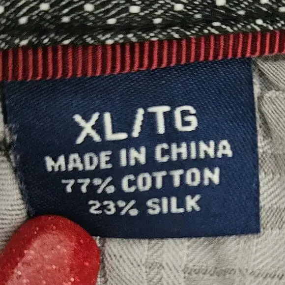 Tommy Bahama Gray Plaid Silk Cotton Blend Long Sleeve Button Up Shirt Men's XL - Picture 12 of 14